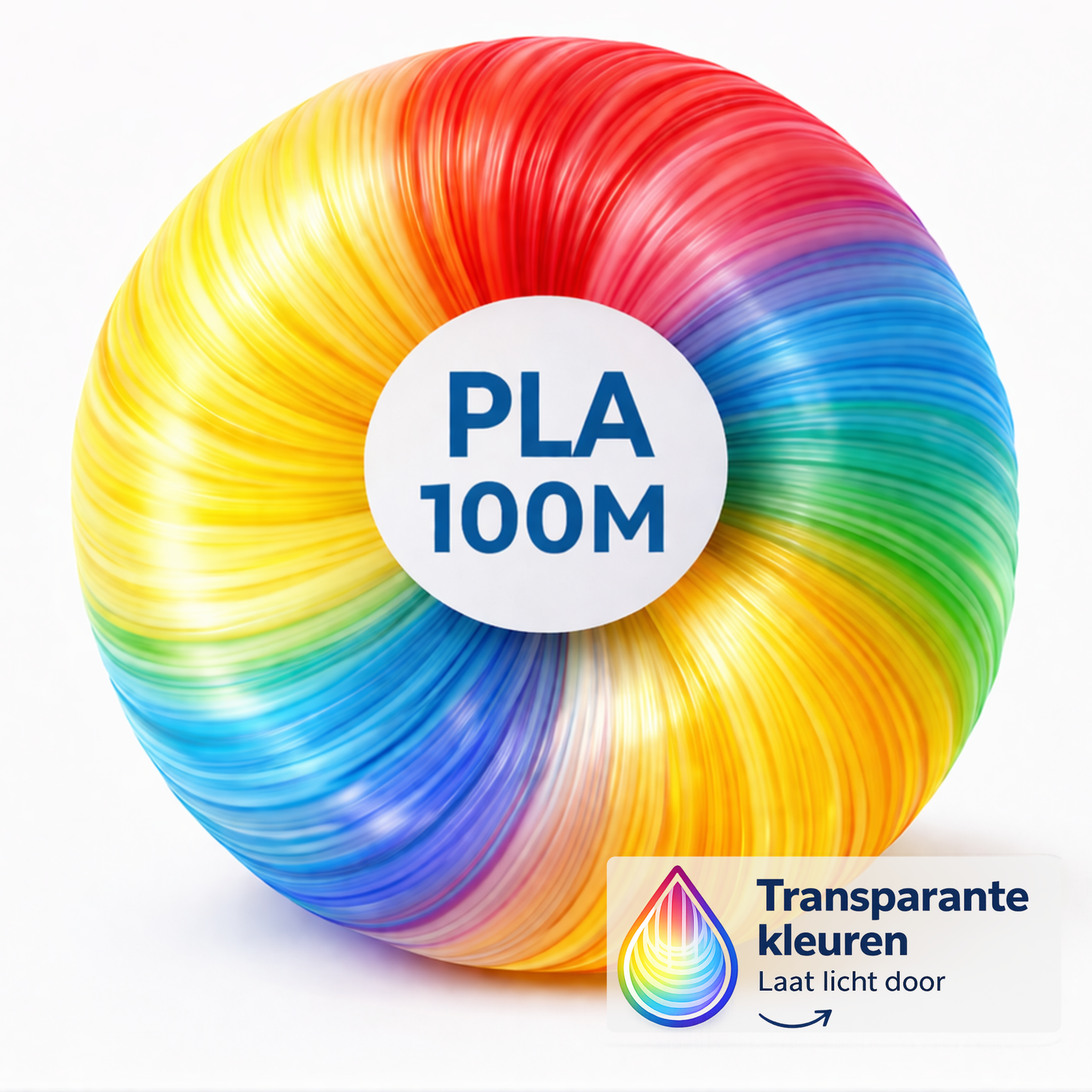 100 meter PLA filament Transparant