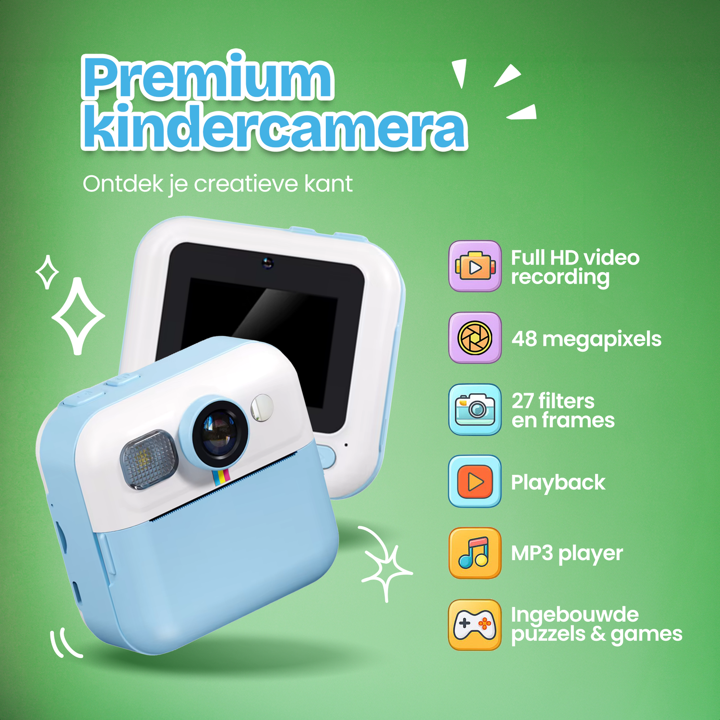 Kindercamera met foto printer