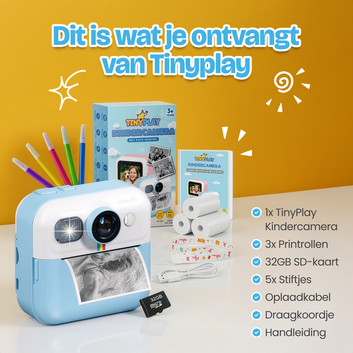 Kindercamera met foto printer